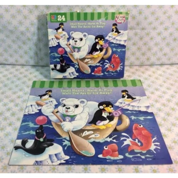 Littlest Pet Shop Jigsaw Puzzle COMPLETE 1993 Polar Bear Penguins - Picture 2 of 6
